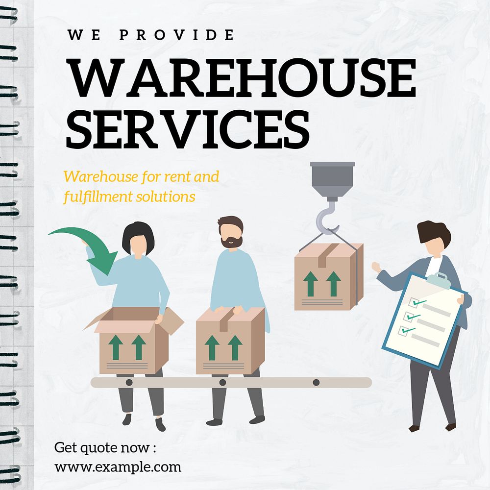 Warehouse services Instagram post template, editable text