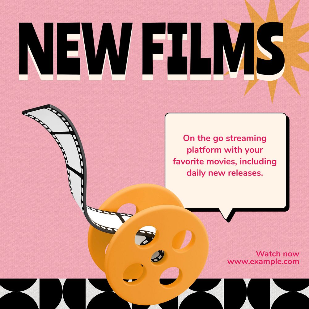 New films Instagram post template, editable text