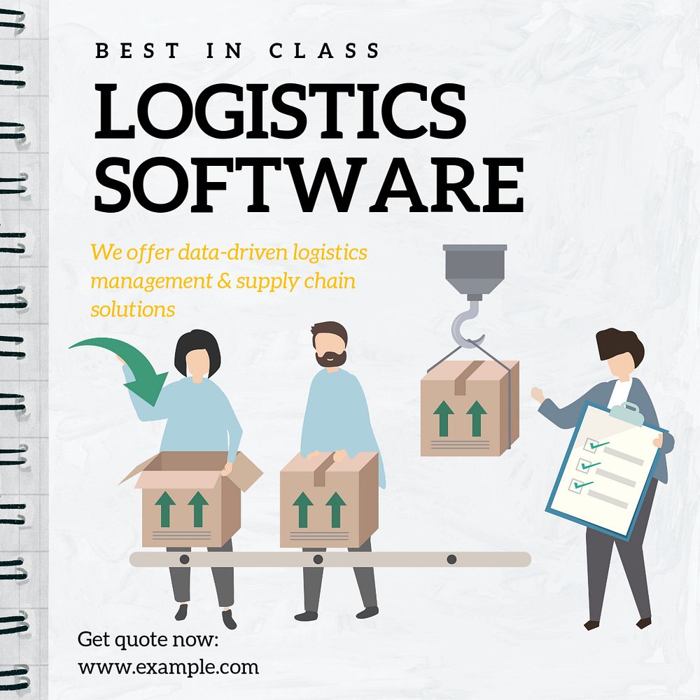 Logistics software Instagram post template, editable text