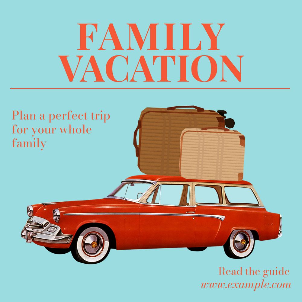 Family vacation Instagram post template, editable text