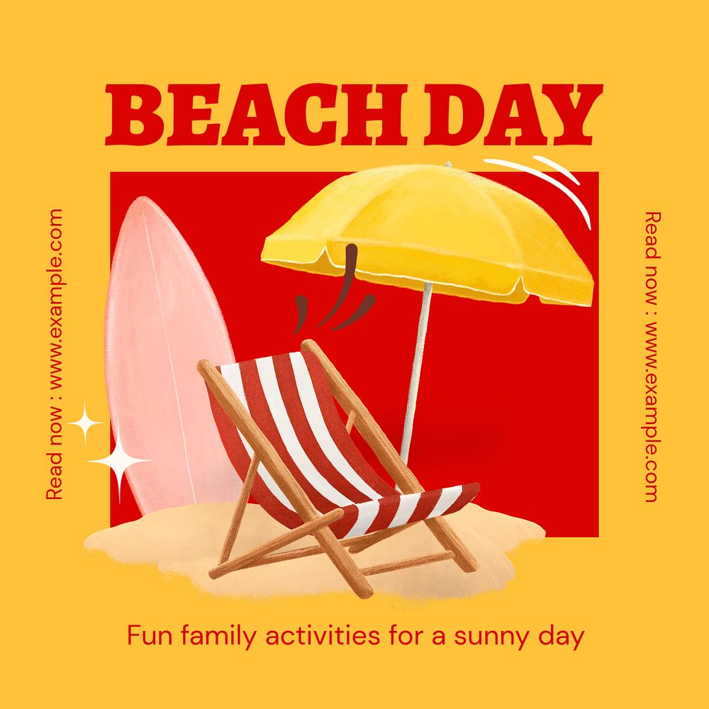 Beach day Instagram post template, editable text