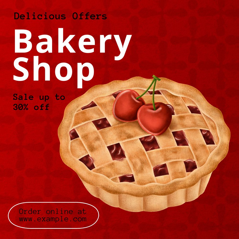 Bakery shop Instagram post template, editable text