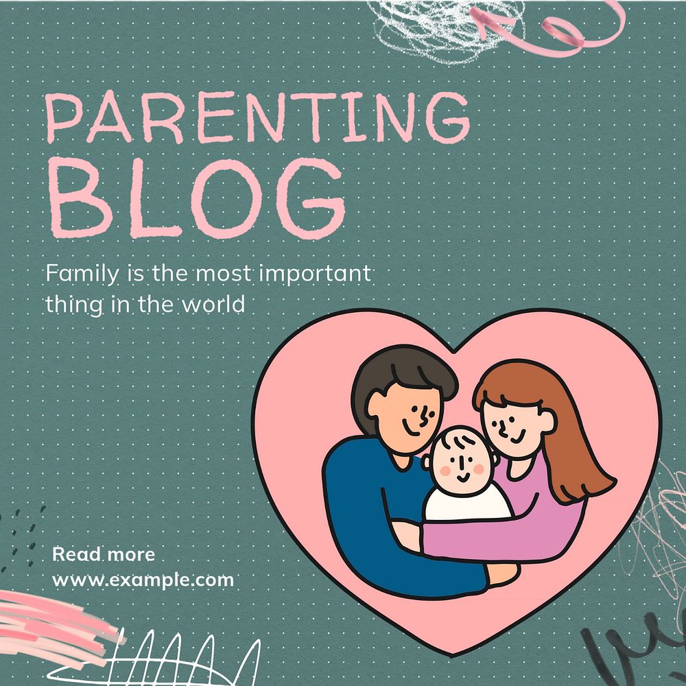 Parenting blog Instagram post template, editable text