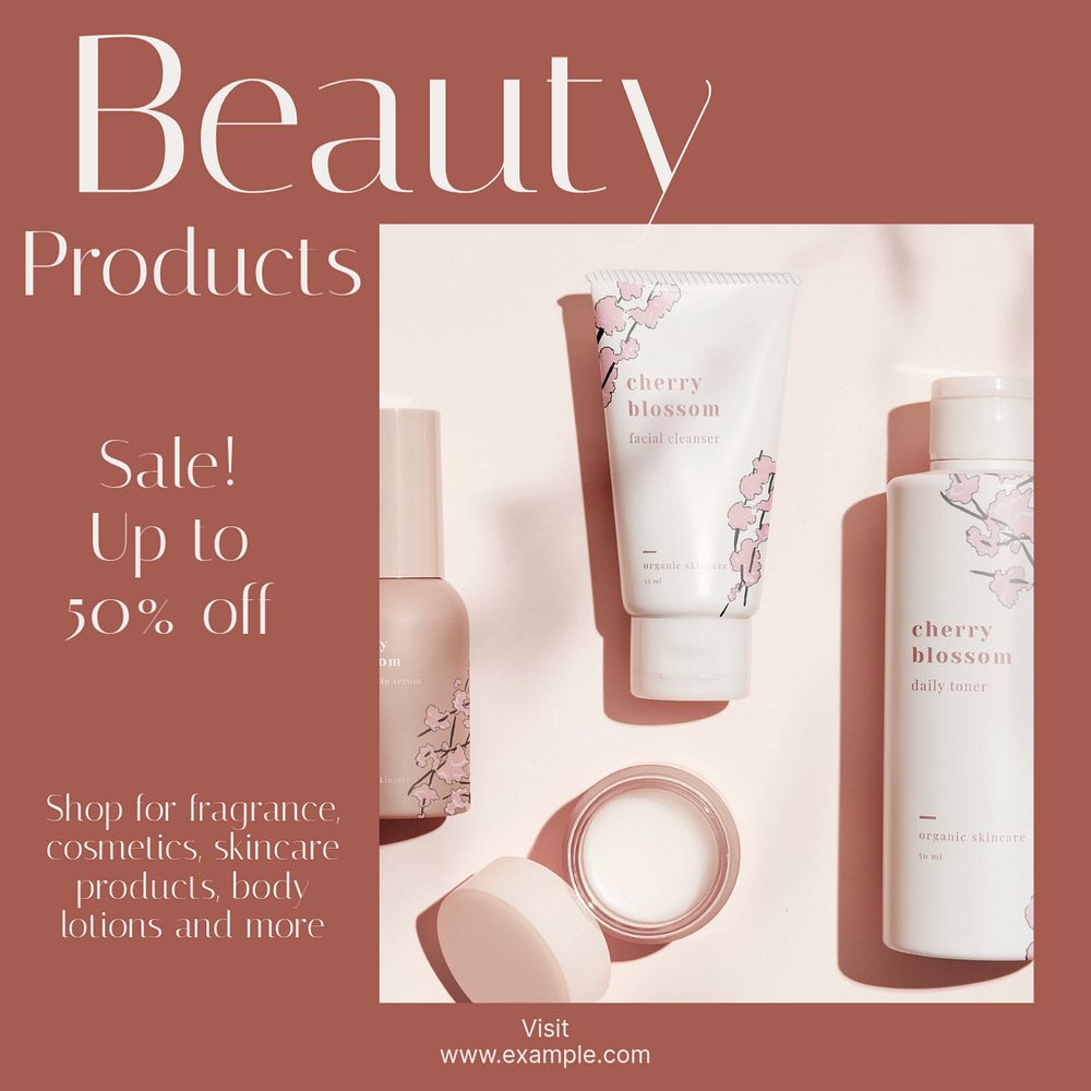 Beauty product sale Instagram post template, editable text