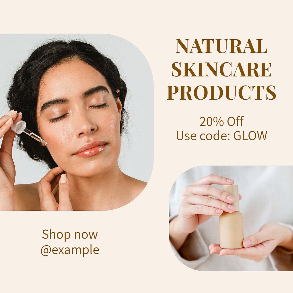 Skincare products Instagram post template, editable text