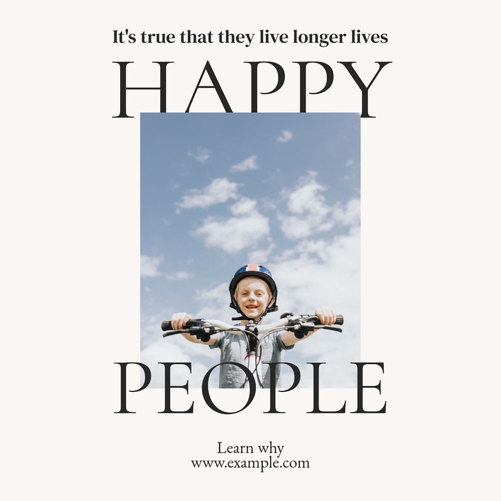 Happy people Instagram post template, editable text