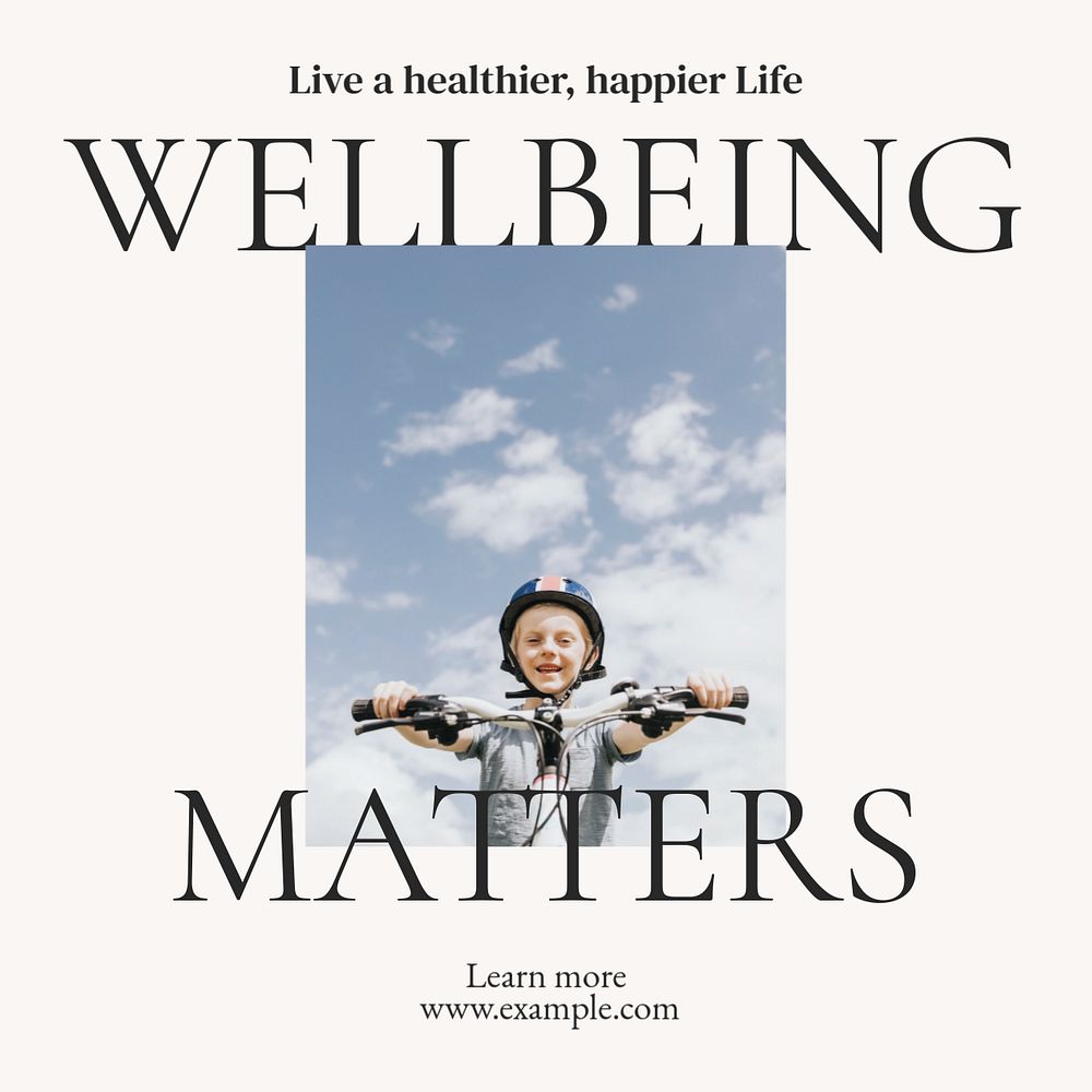 Wellbeing Instagram post template, editable text