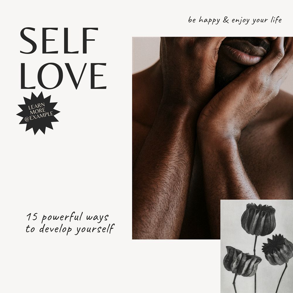 Self love Instagram post template, editable text