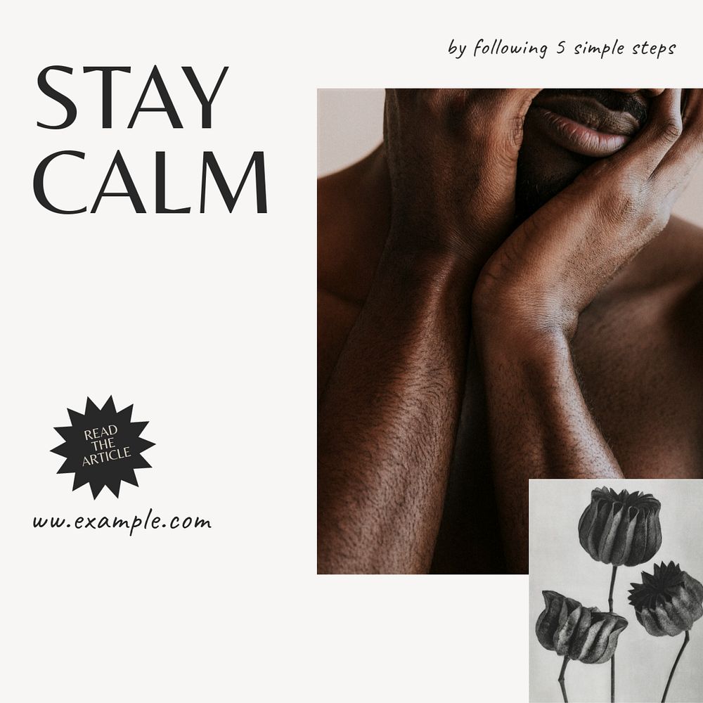 Stay calm Instagram post template, editable text