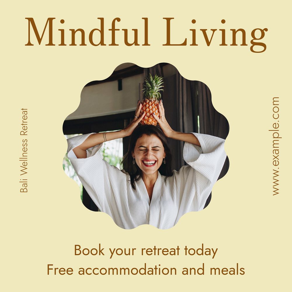 Mindful living Instagram post template, editable text