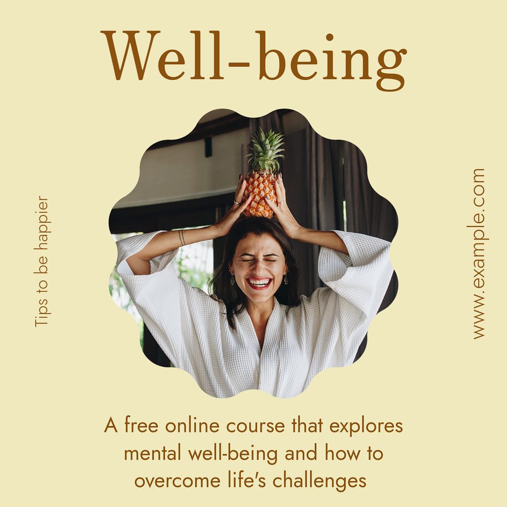 Mental Well-being course Instagram post template, editable text