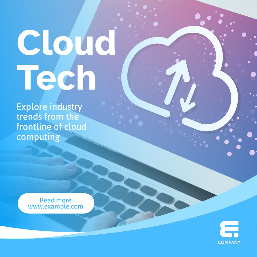 Cloud tech Instagram post template, editable text