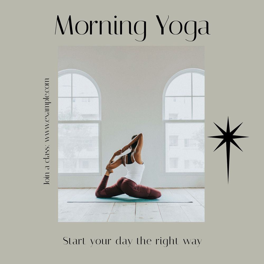 Morning yoga Instagram post template, editable text