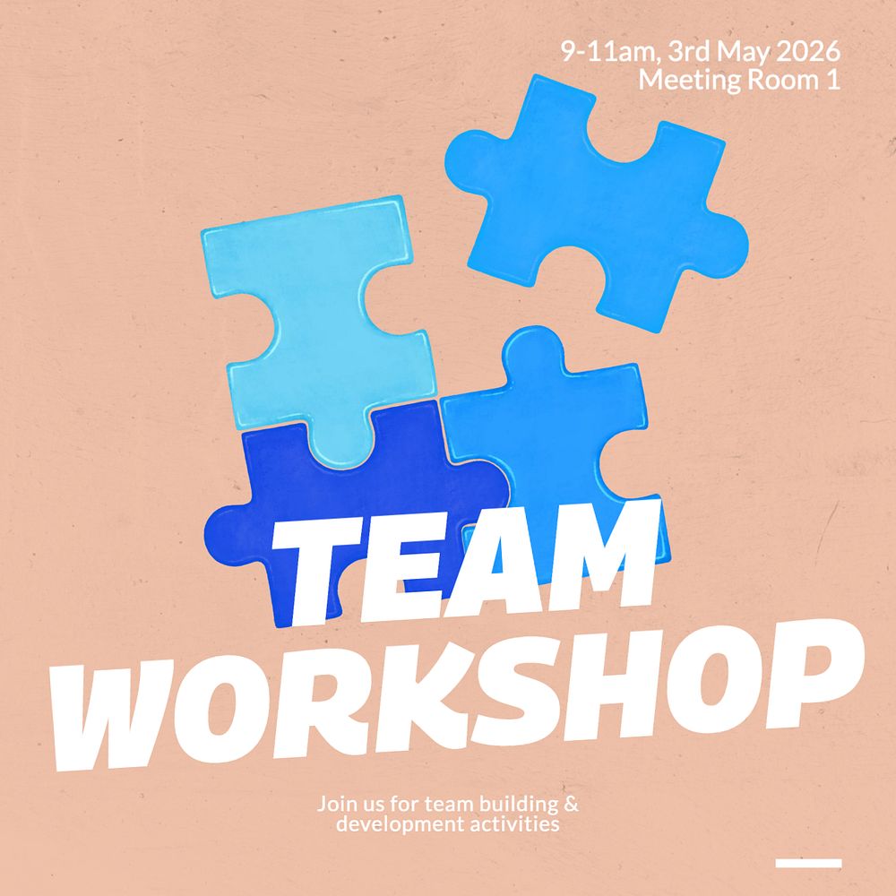 Team workshop Instagram post template, editable text