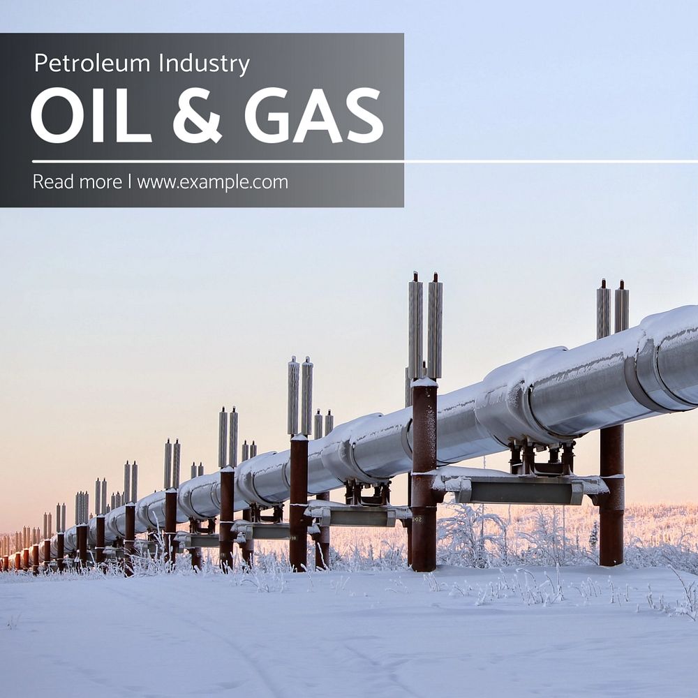 Oil & gas industry  Instagram post template, editable text