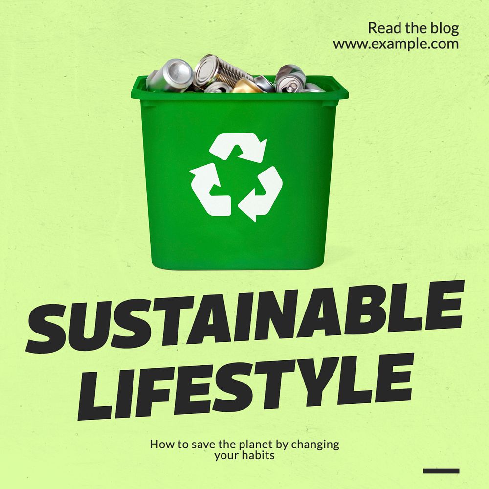 Sustainable lifestyle Instagram post template, editable text