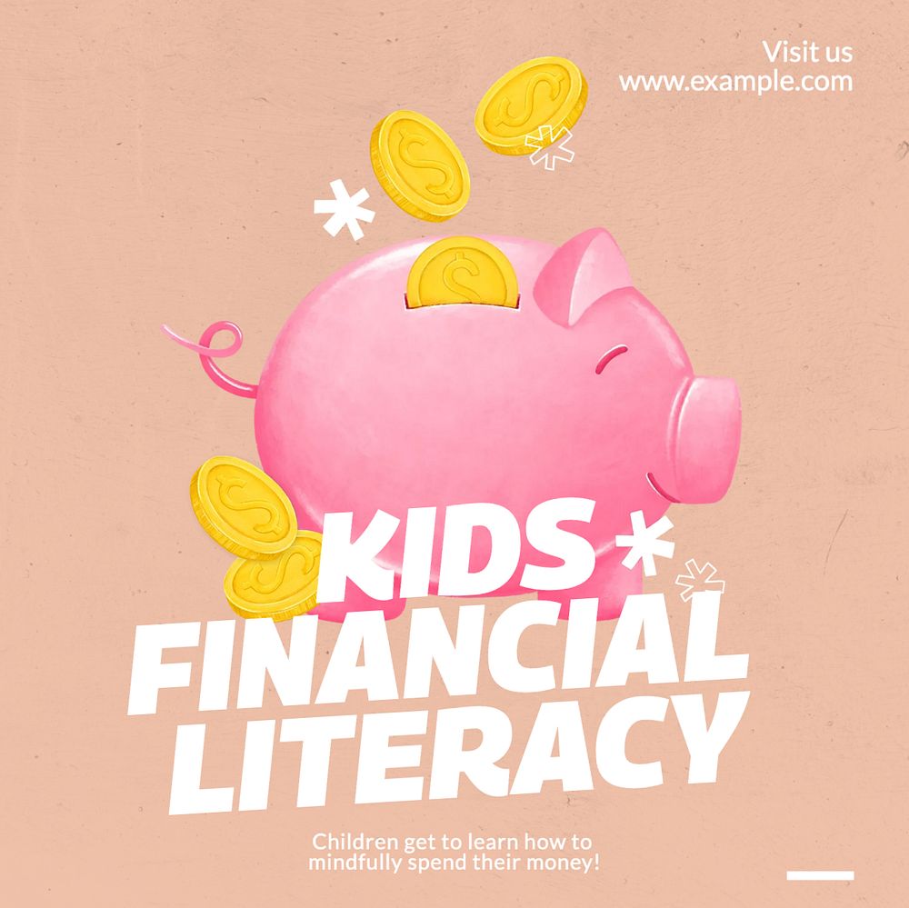 Kids financial literacy Instagram post template, editable text