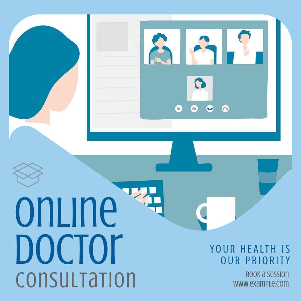Online doctor Instagram post template, editable text