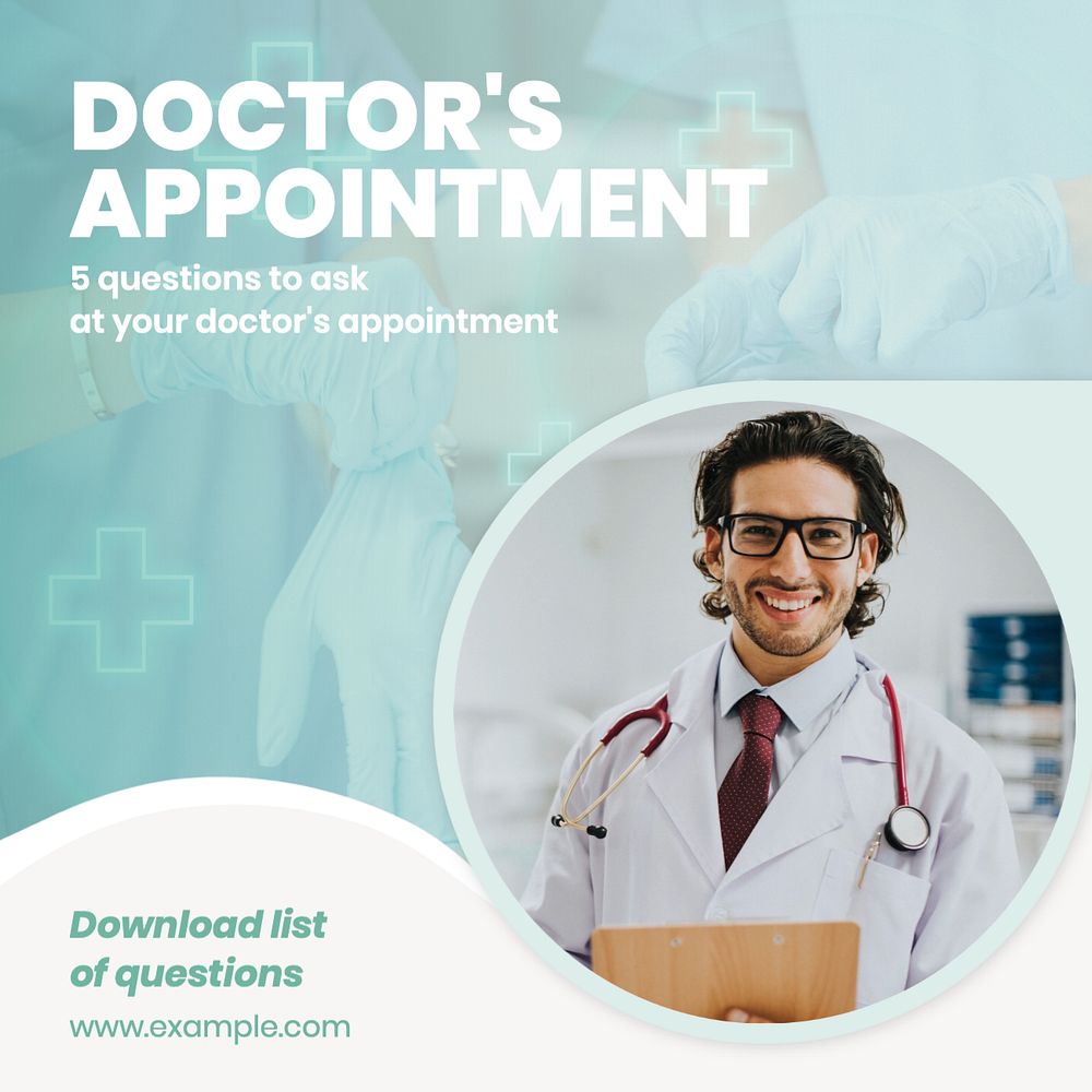 Doctor's appointment Instagram post template, editable text