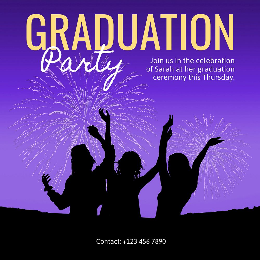 Graduation Instagram post template, editable text