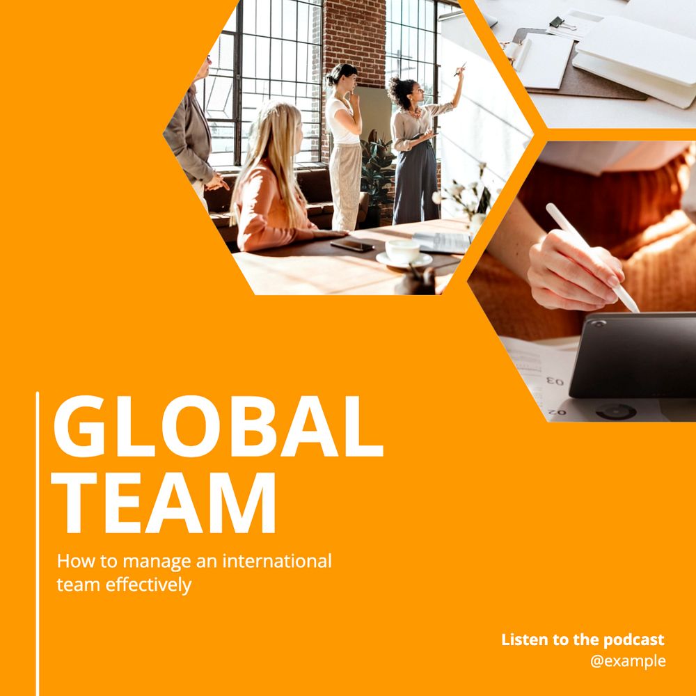 Global team Instagram post template, editable text