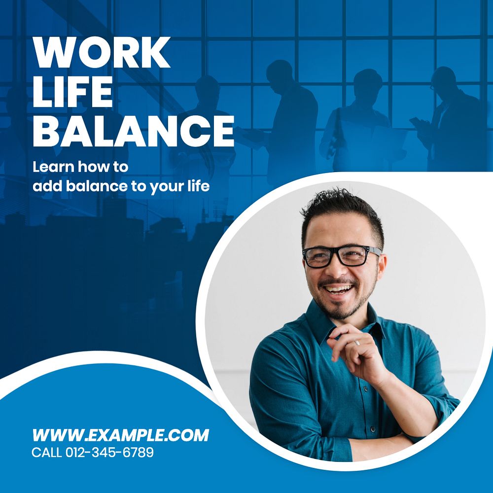 Work life balance Instagram post template, editable text