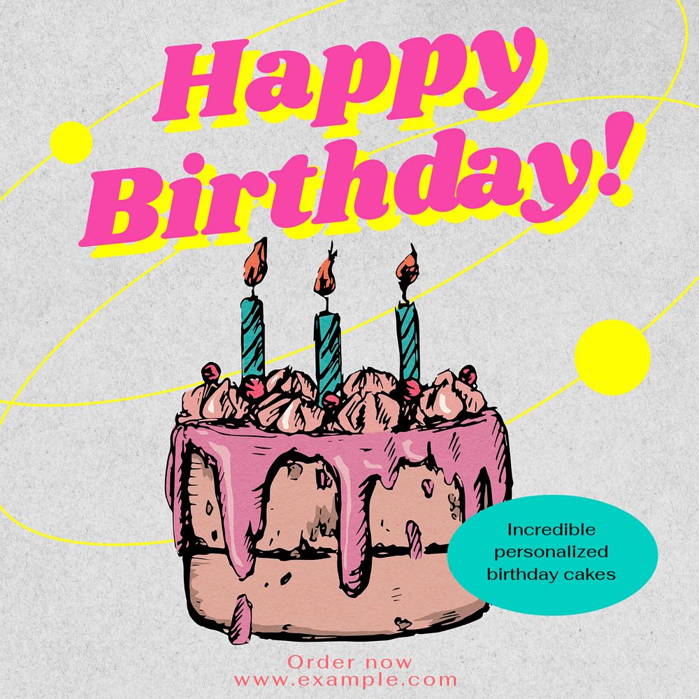 Happy birthday Instagram post template, editable text