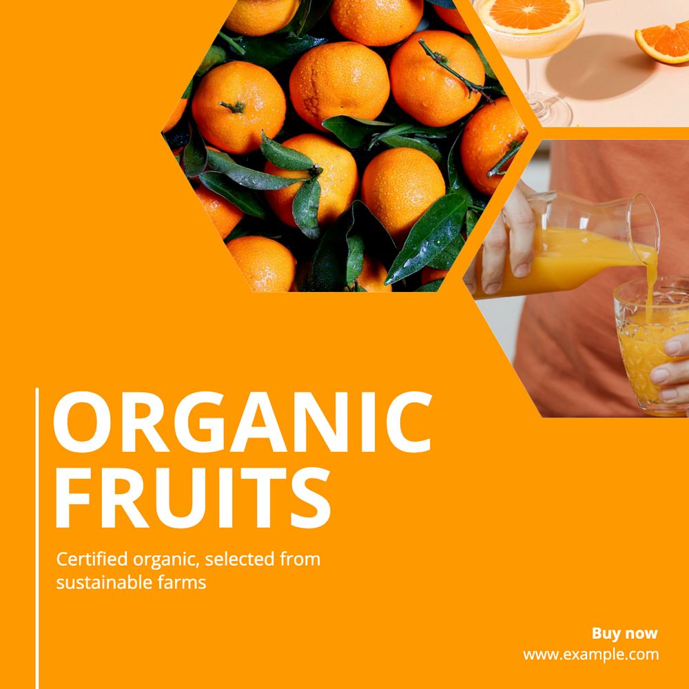 Organic fruits Instagram post template, editable text