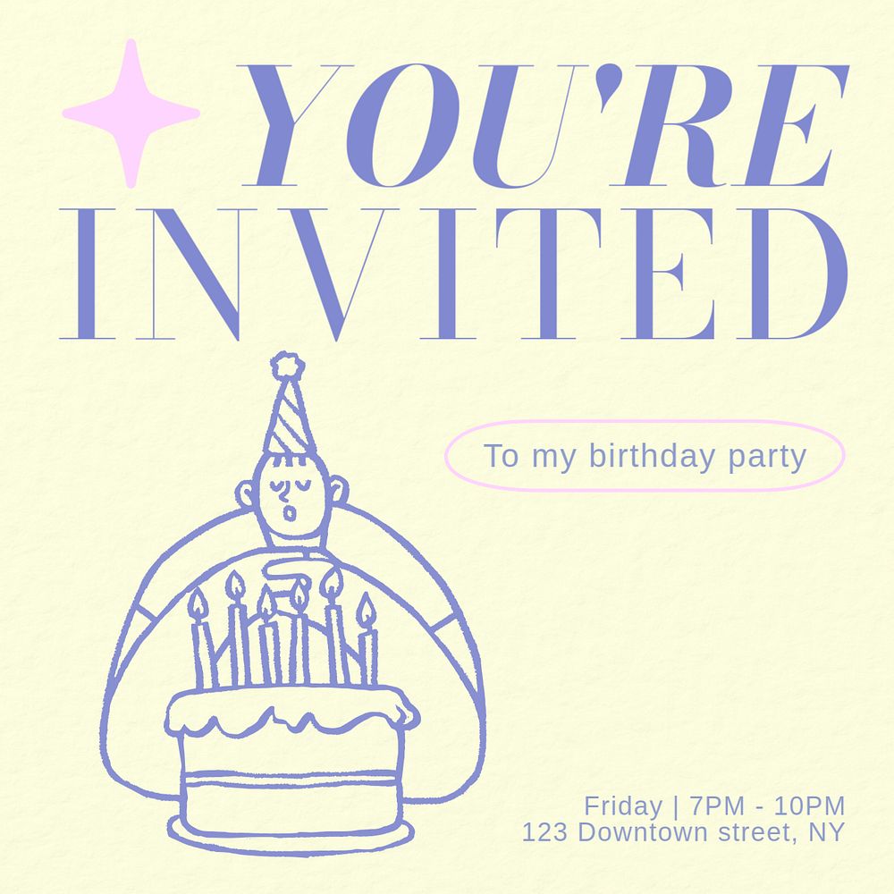 Birthday party Instagram post template, editable text