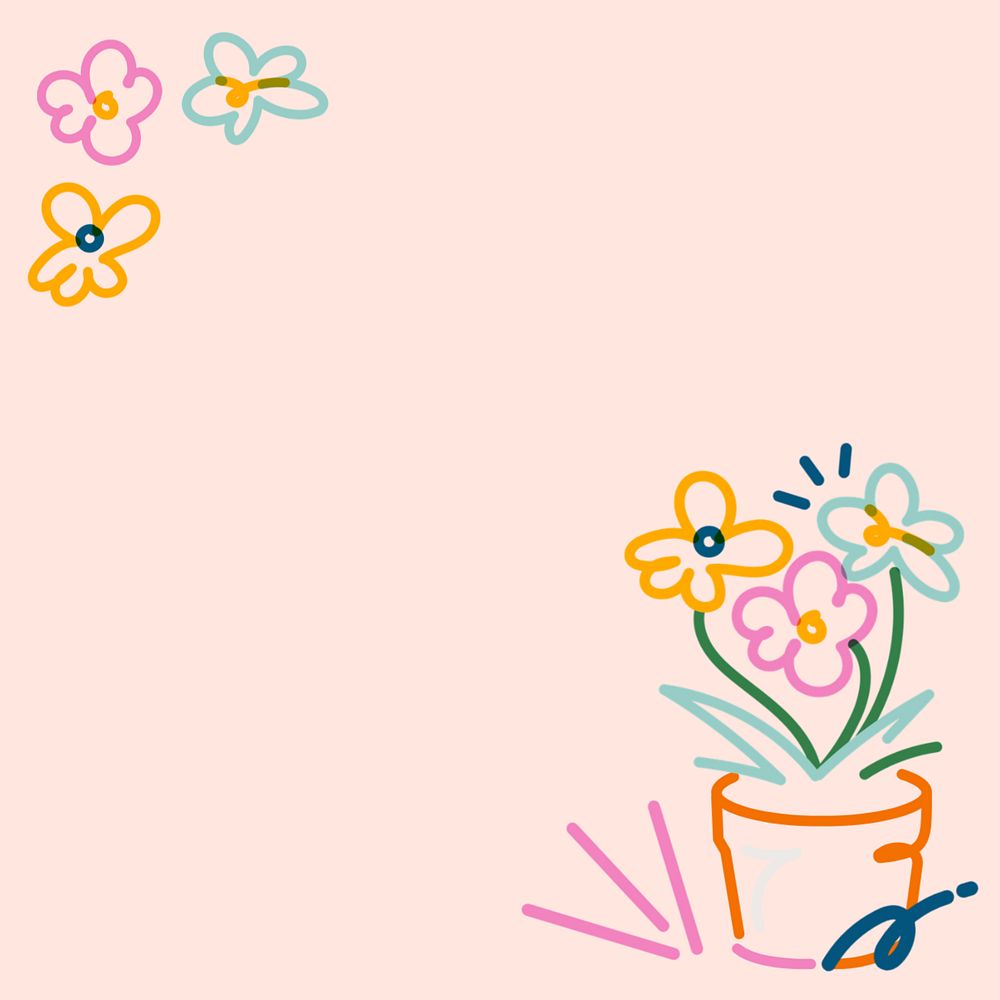 Colorful flowers, colorful doodle line art, editable design