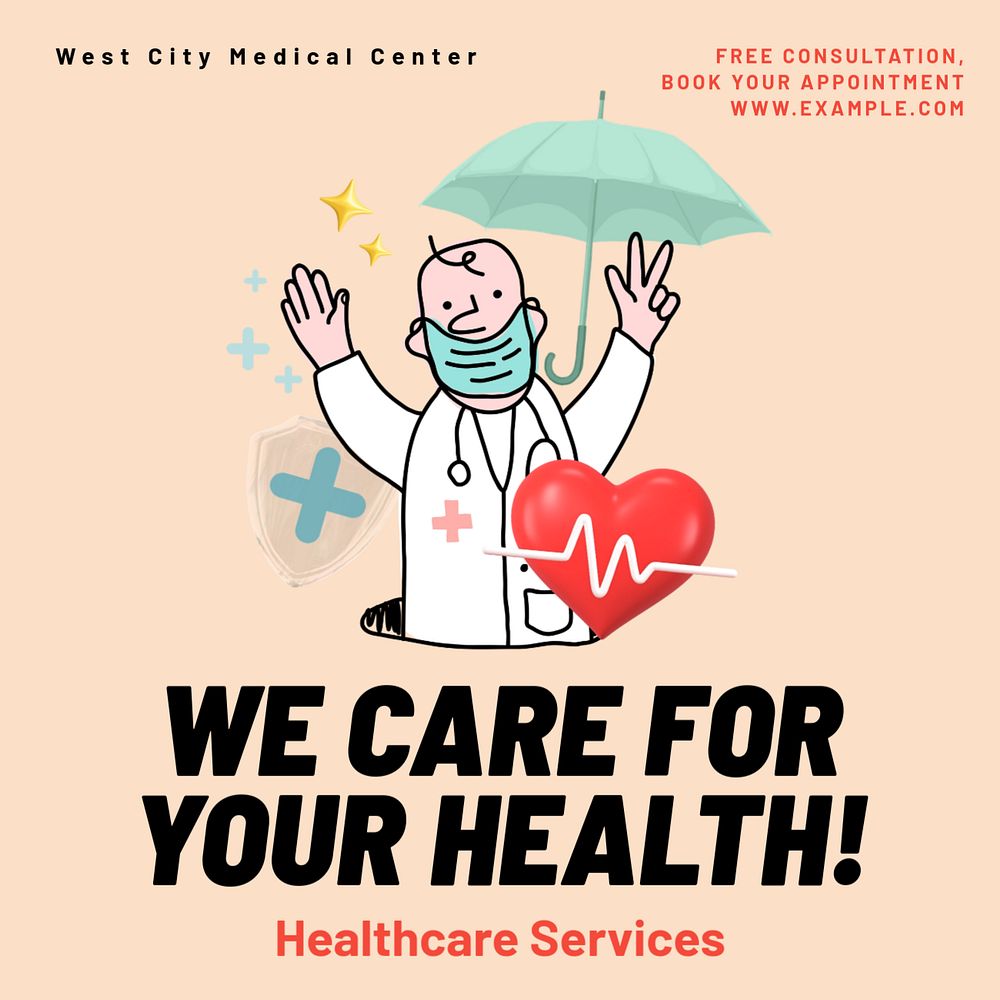 Healthcare services Instagram post template, editable text