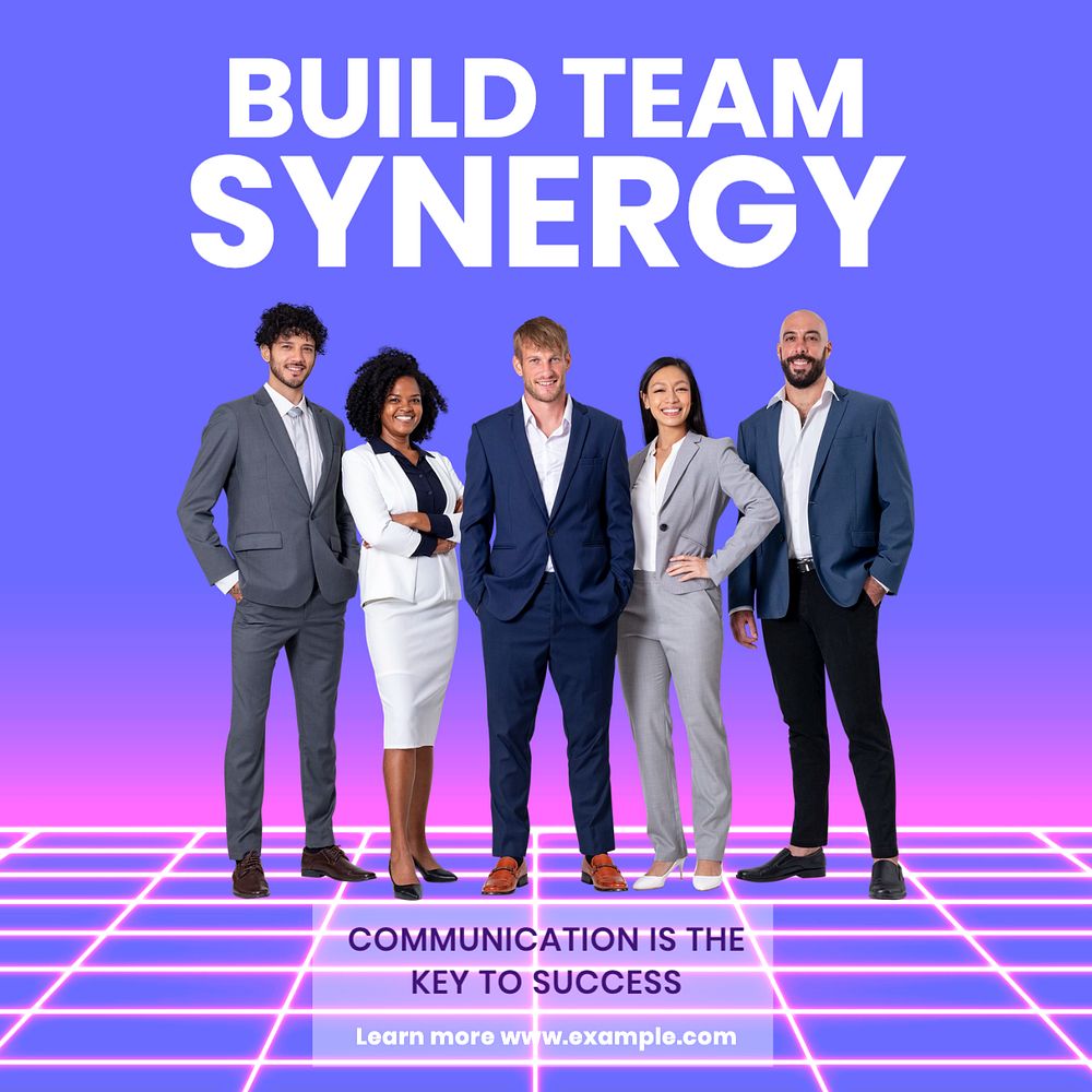 Build team synergy Instagram post template, editable text