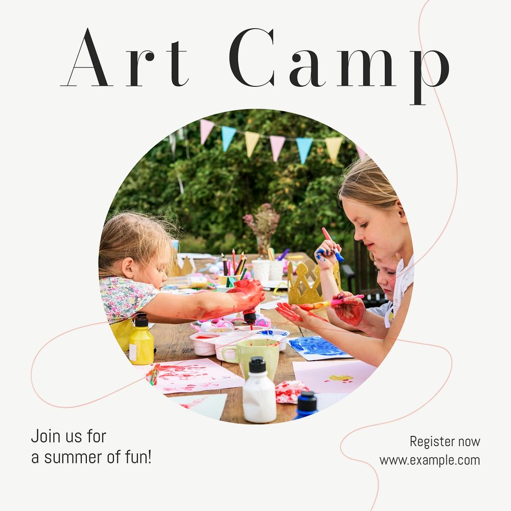 Art camp Instagram post template, editable text