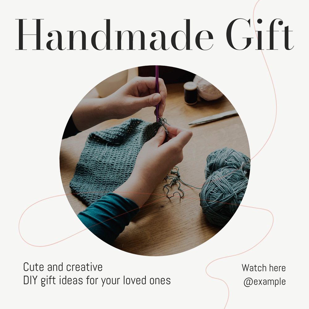 Handmade gift Instagram post template, editable text