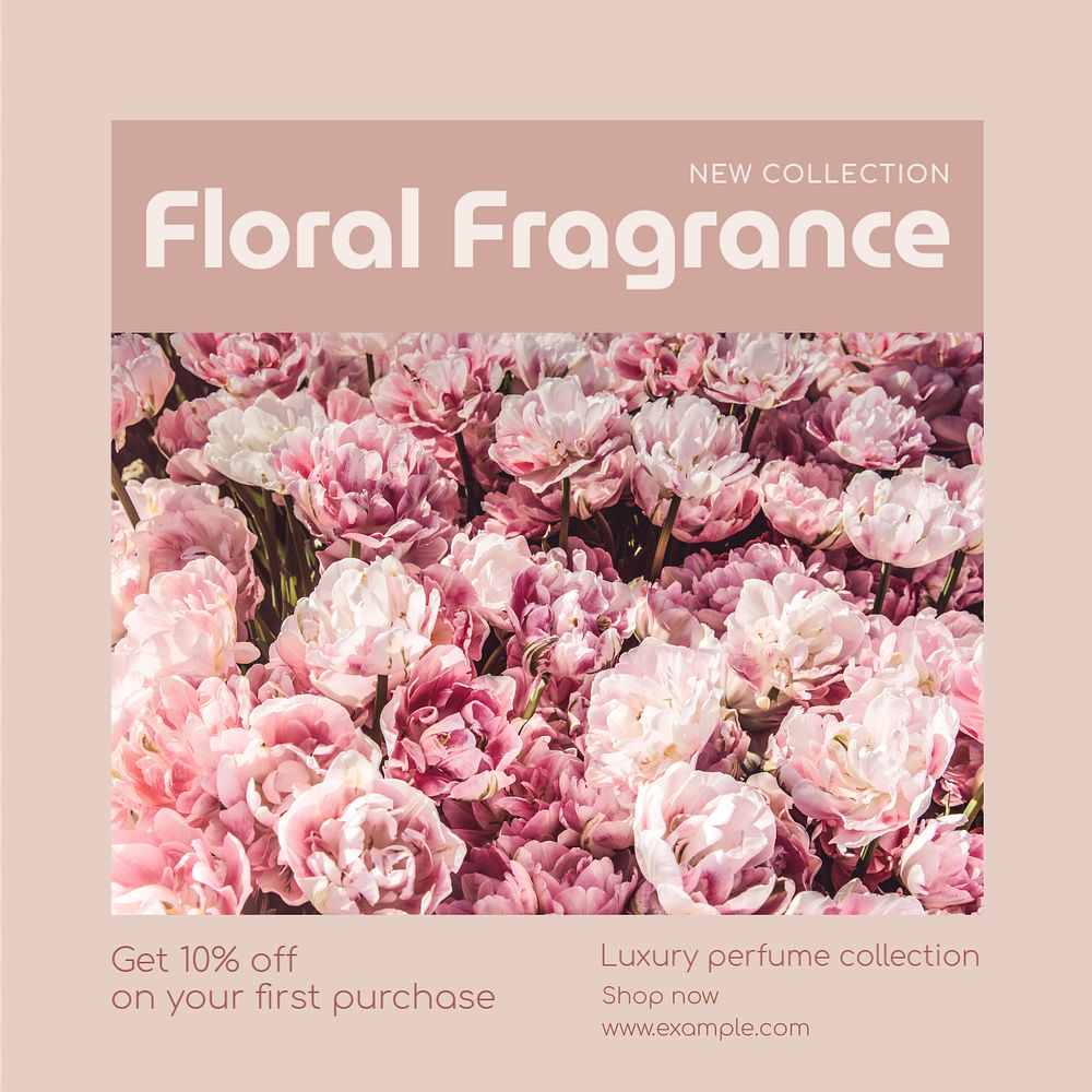 Floral fragrance Instagram post template, editable text