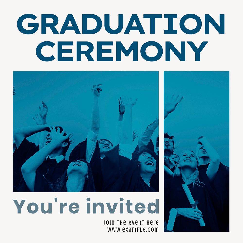 Graduation ceremony Instagram post template, editable design