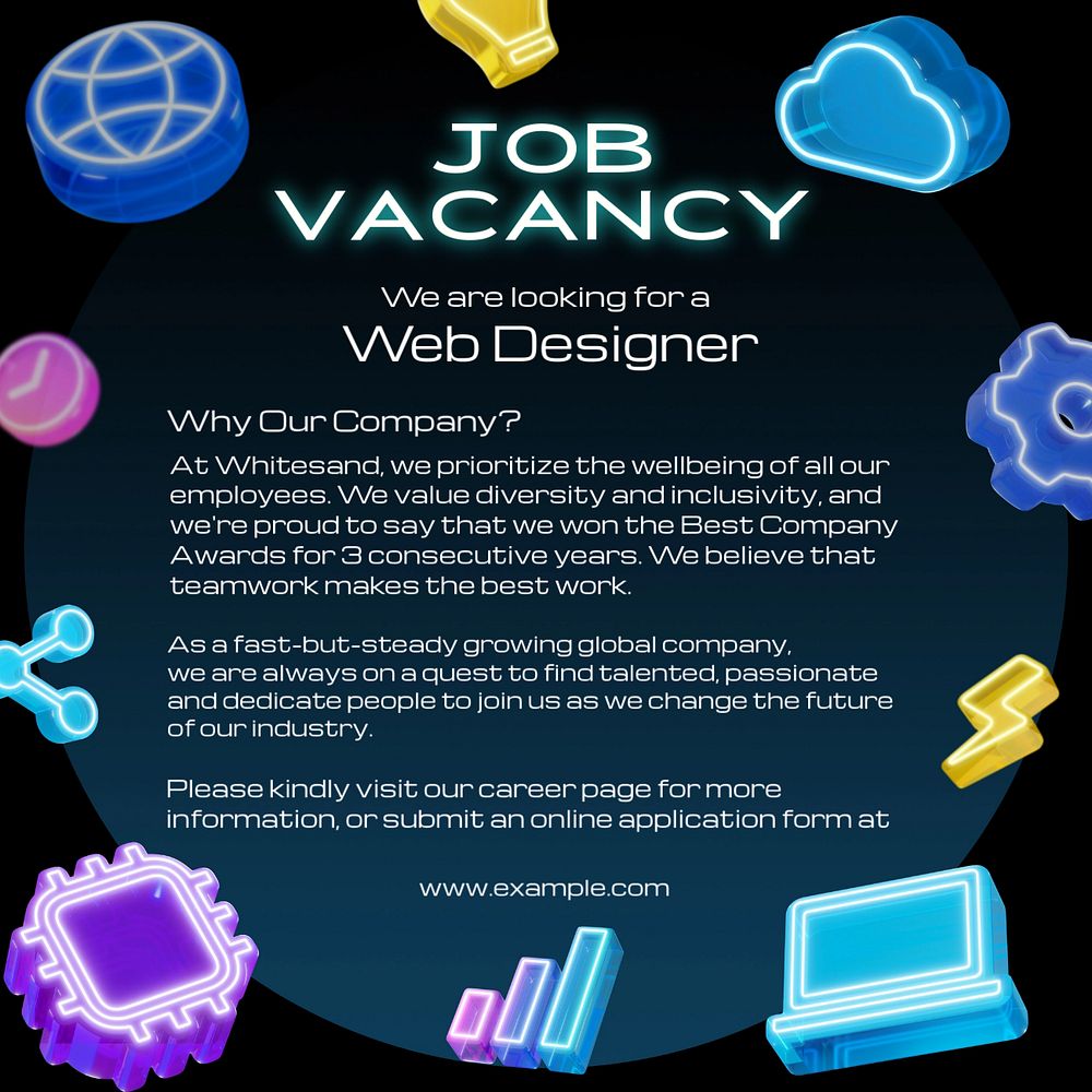 Job vacancy Instagram post template, editable design