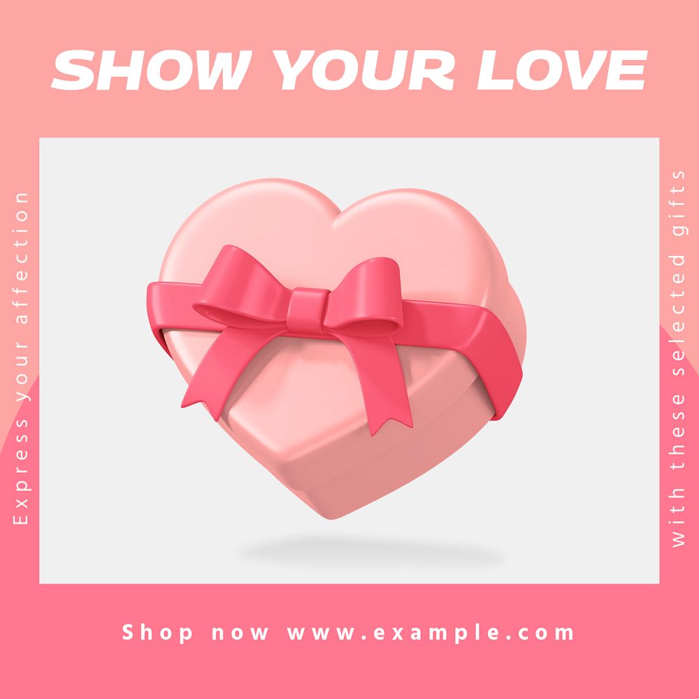 Love & gift selection Instagram post template, editable text