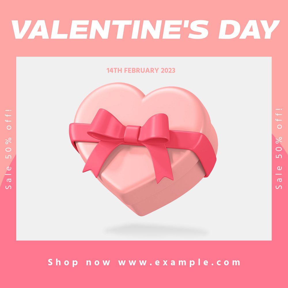 Valentine's day sale Instagram post template, editable text