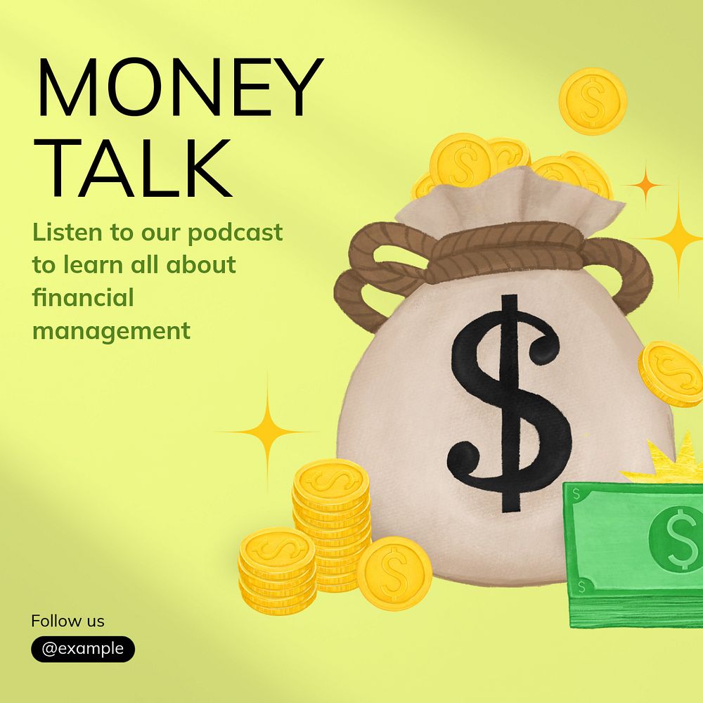 Money talk Instagram post template, editable text