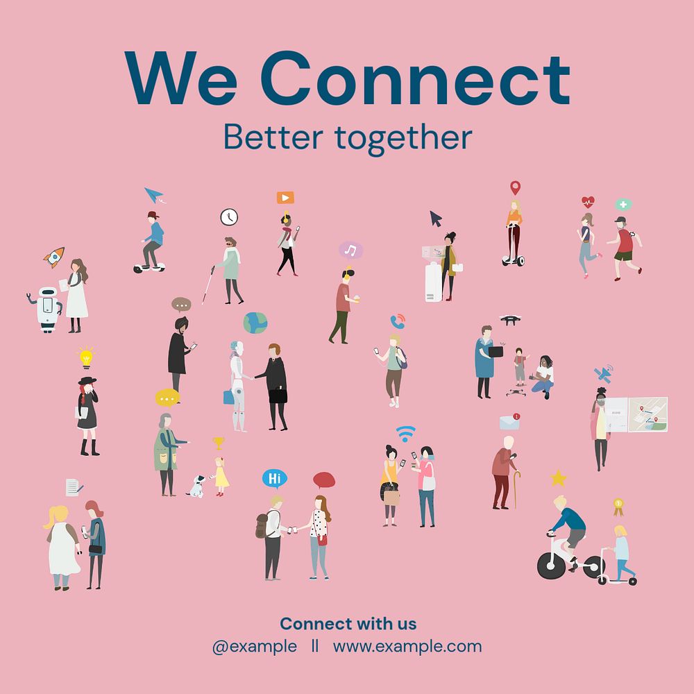 We connect Instagram post template, editable text