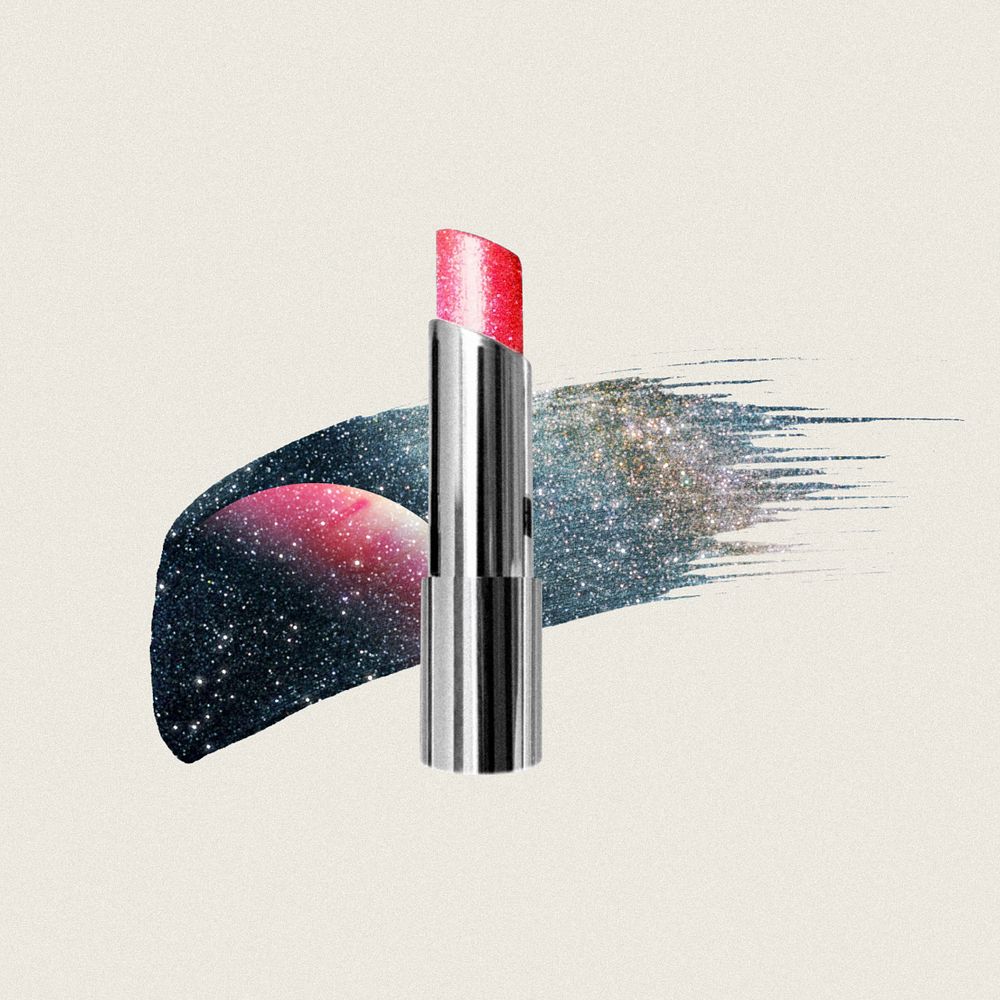 Galaxy pink lipstick, beauty aesthetic editable remix