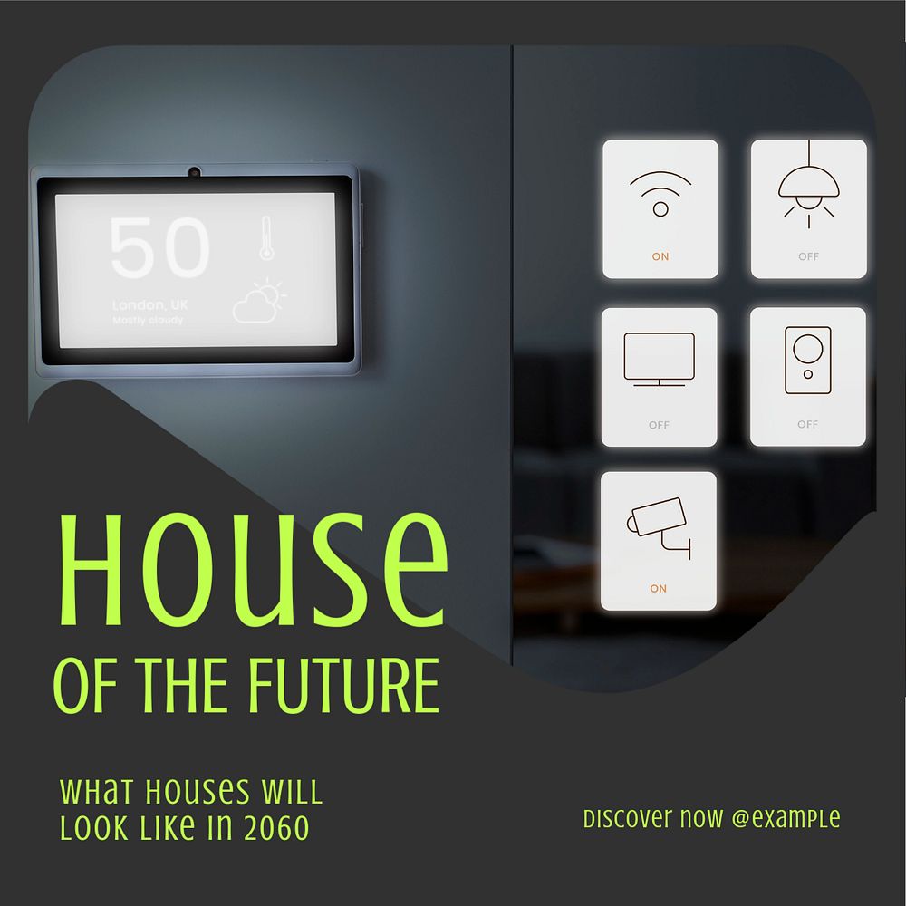 Future houses Instagram post template, editable text