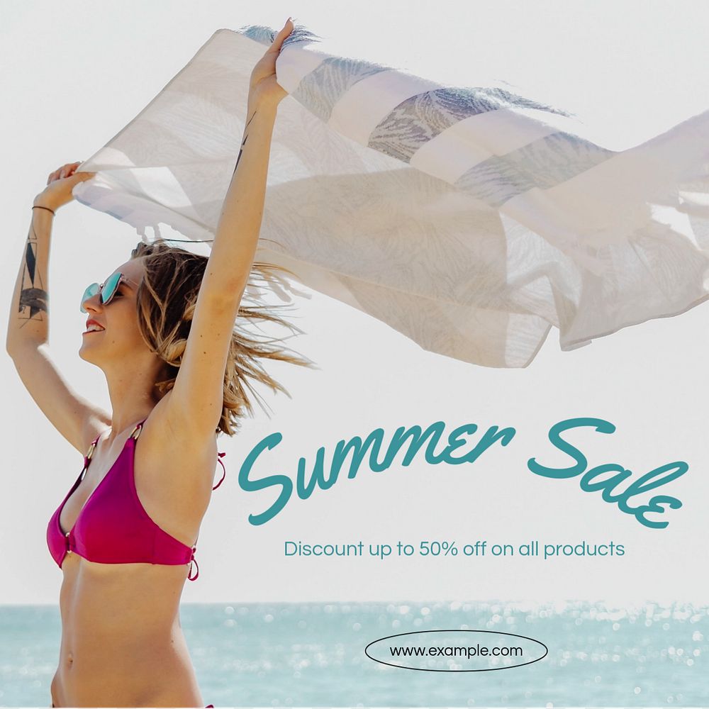 Summer sale Instagram post template, editable text