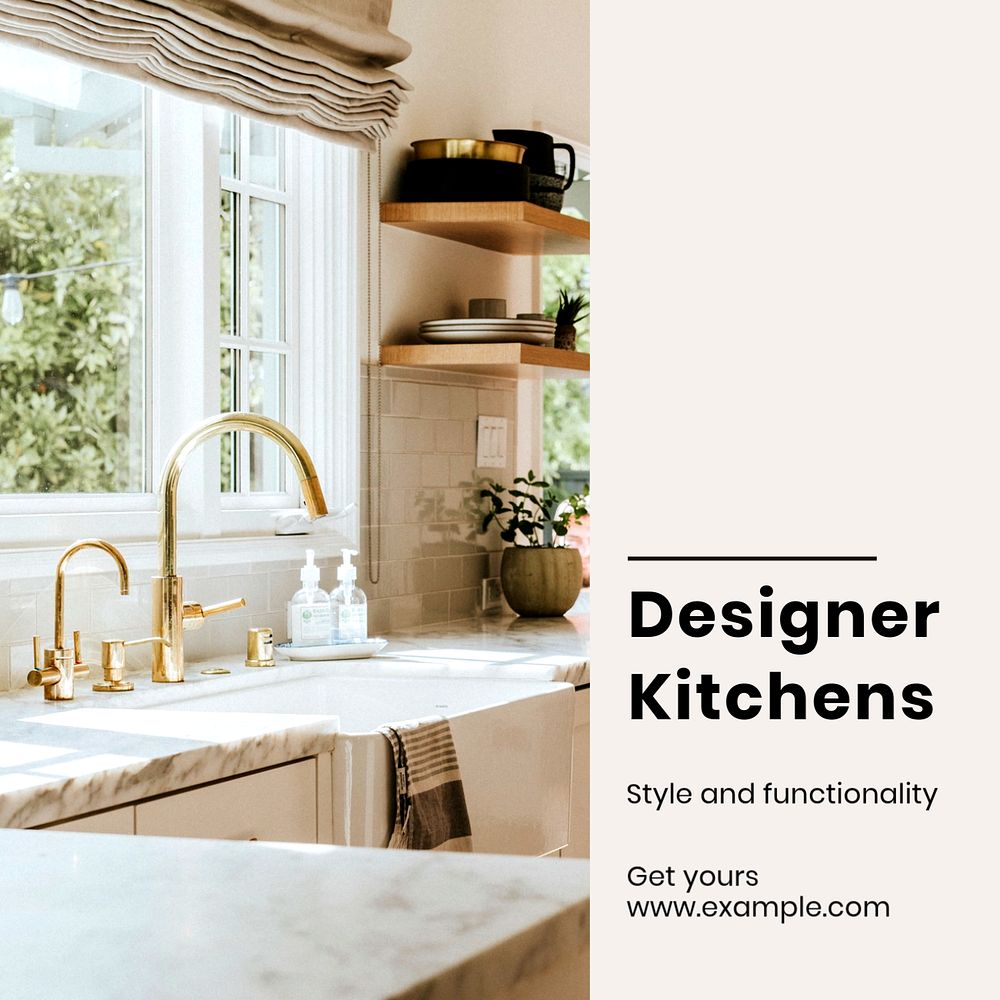 Kitchen design Instagram post template, editable text