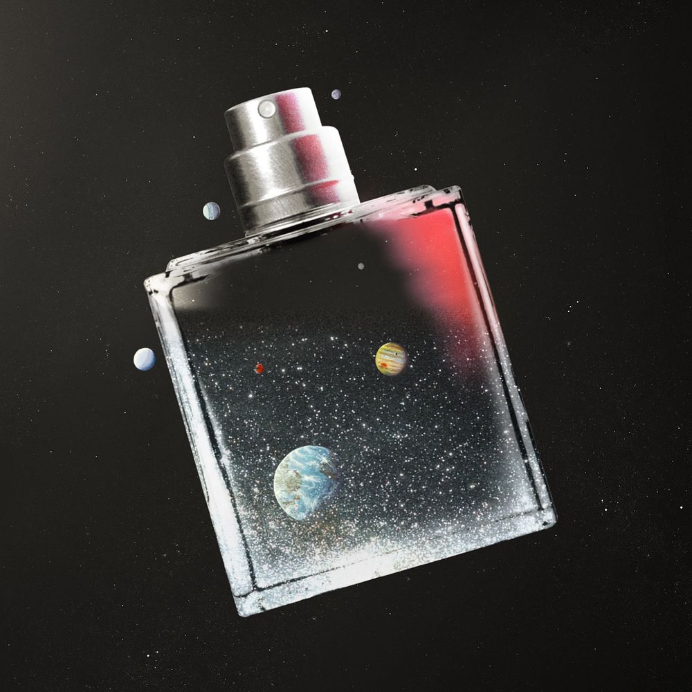 Galaxy perfume bottle, aesthetic beauty editable remix