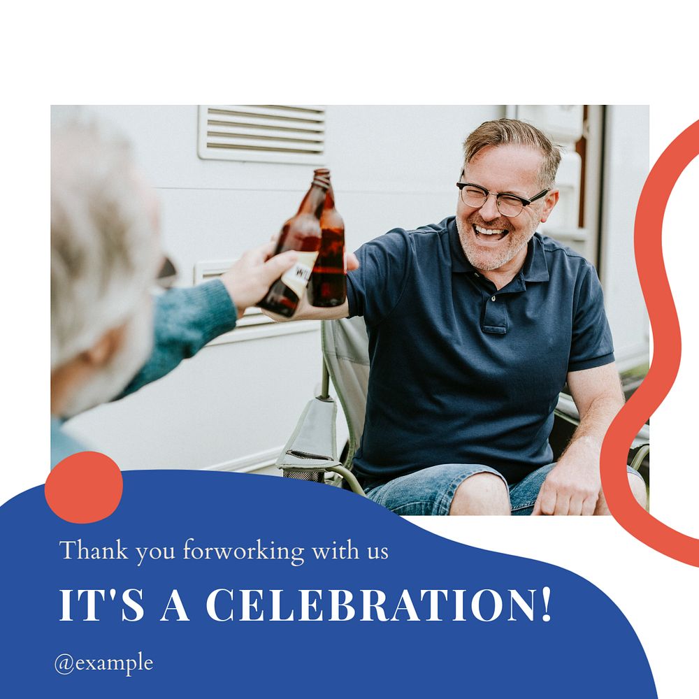 It's a celebration Instagram post template, editable text