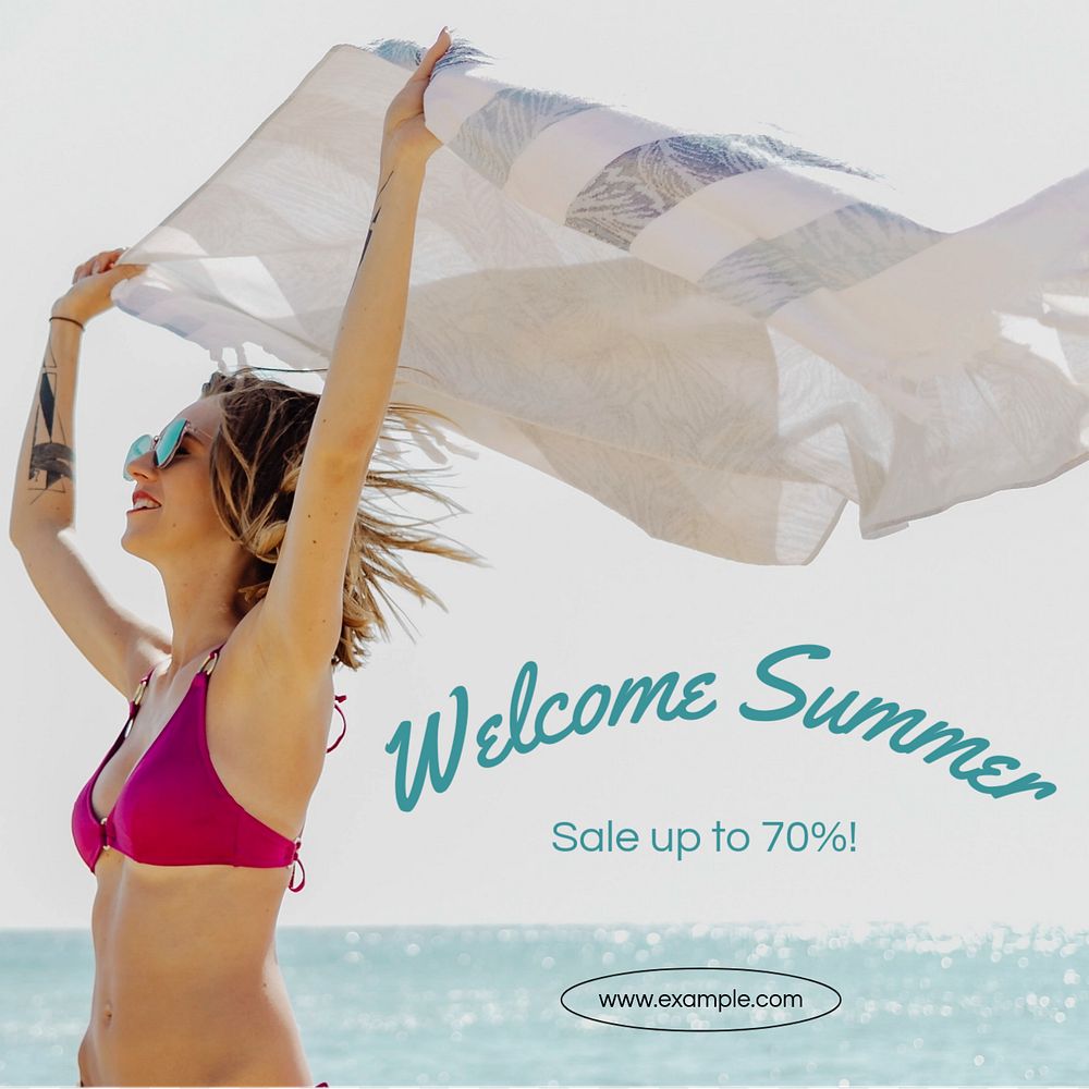 Welcome summer sale Instagram post template, editable text