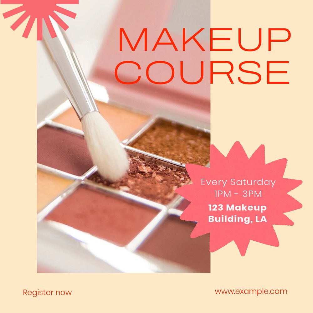 Makeup course Instagram post template, editable text