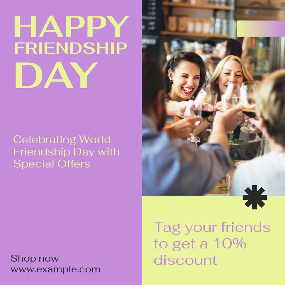 Friendship day promo Instagram post template, editable text